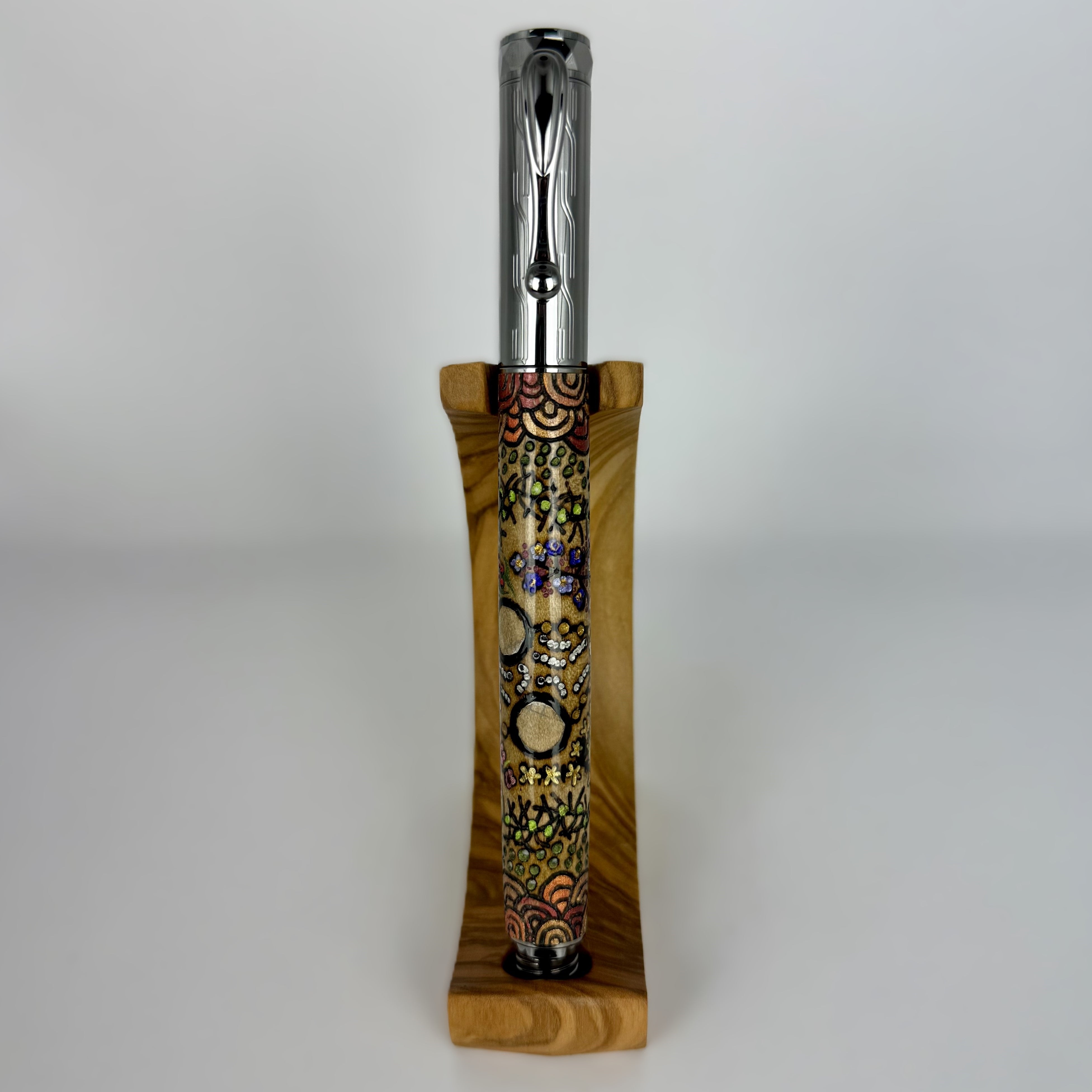 Com Postable Hand painted & Pyrography Aboriginal Art Rollerball Pens