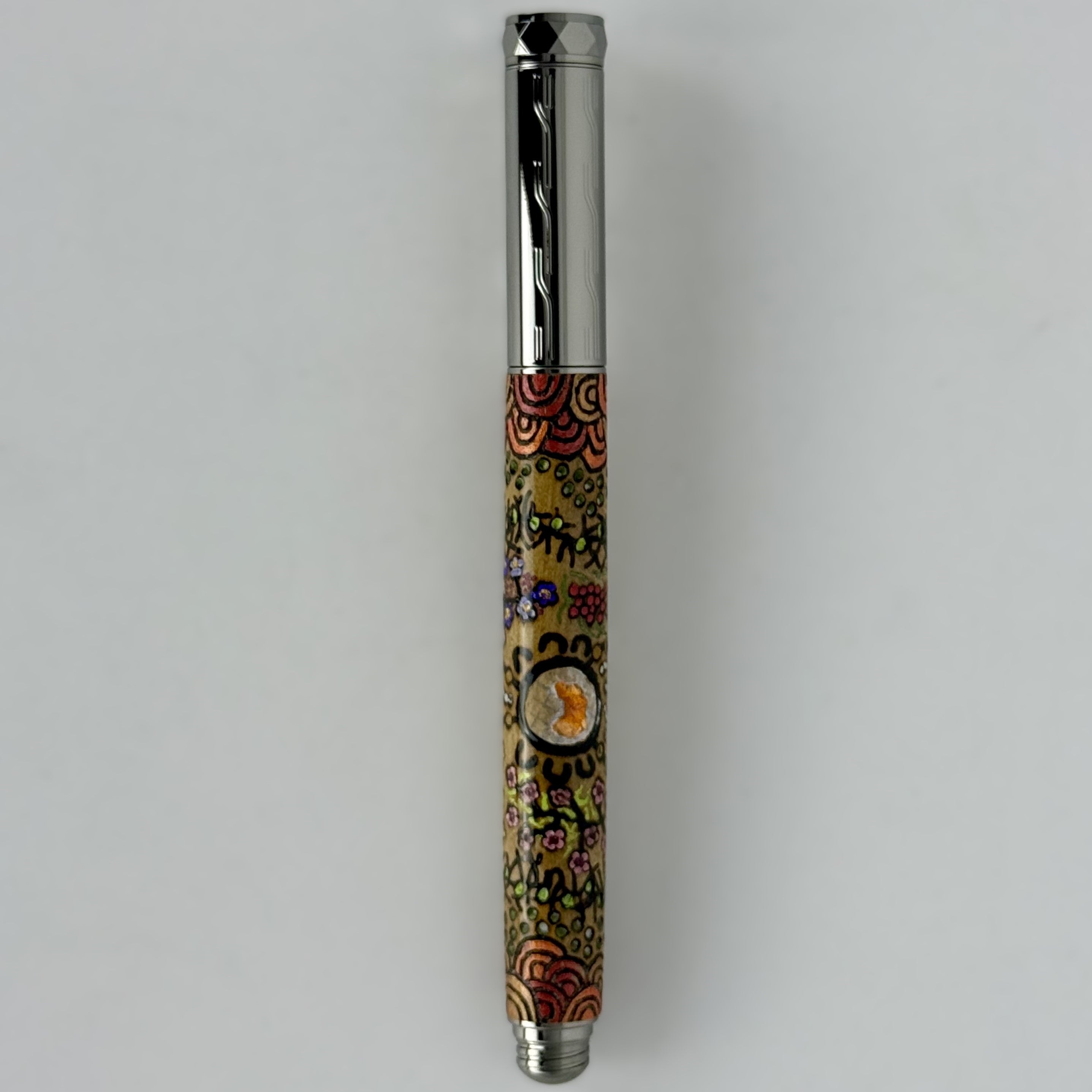 Com Postable Hand painted & Pyrography Aboriginal Art Fountain Pens