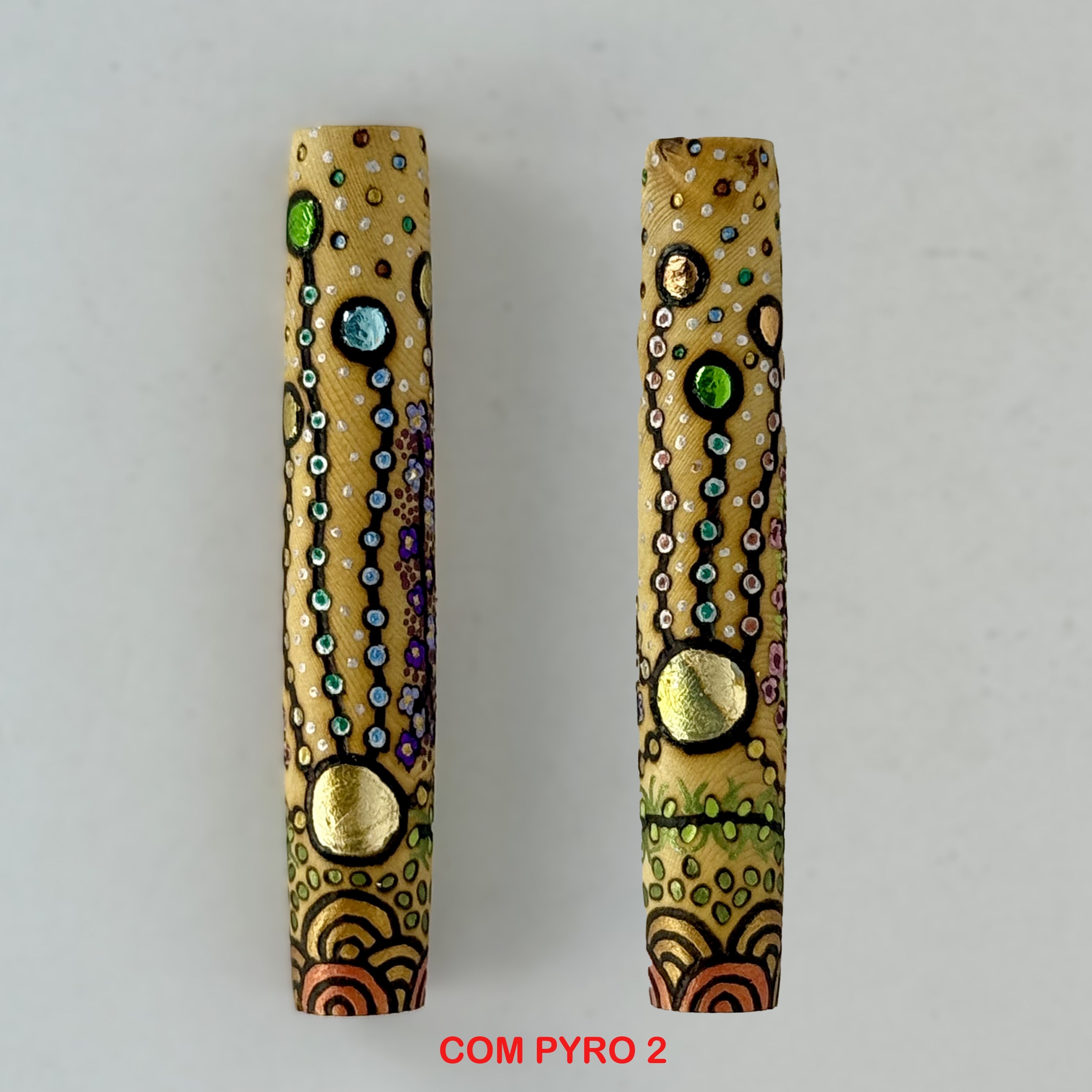 Com Postable Hand painted & Pyrography Aboriginal Art Fountain Pens