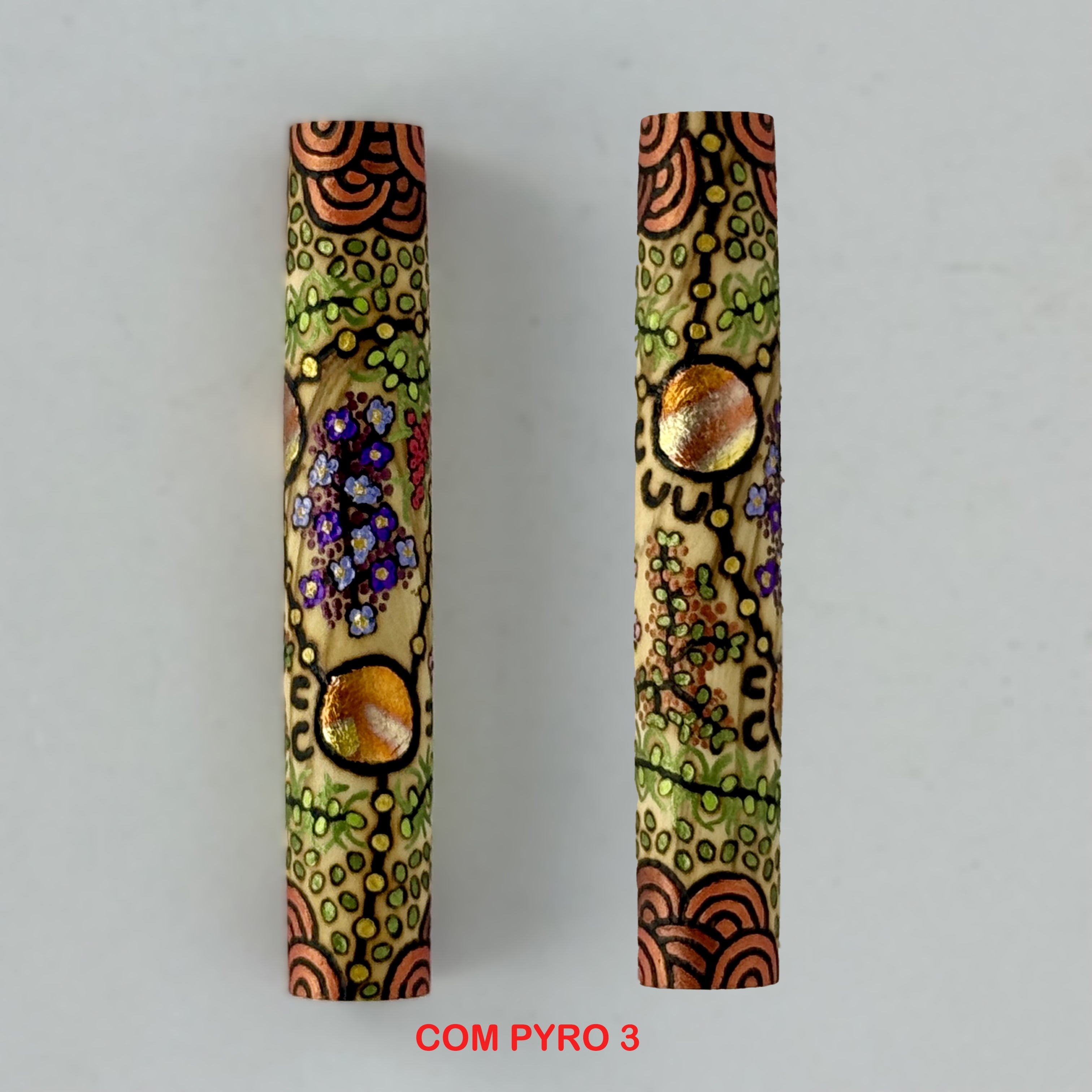 Com Postable Hand painted & Pyrography Aboriginal Art Fountain Pens