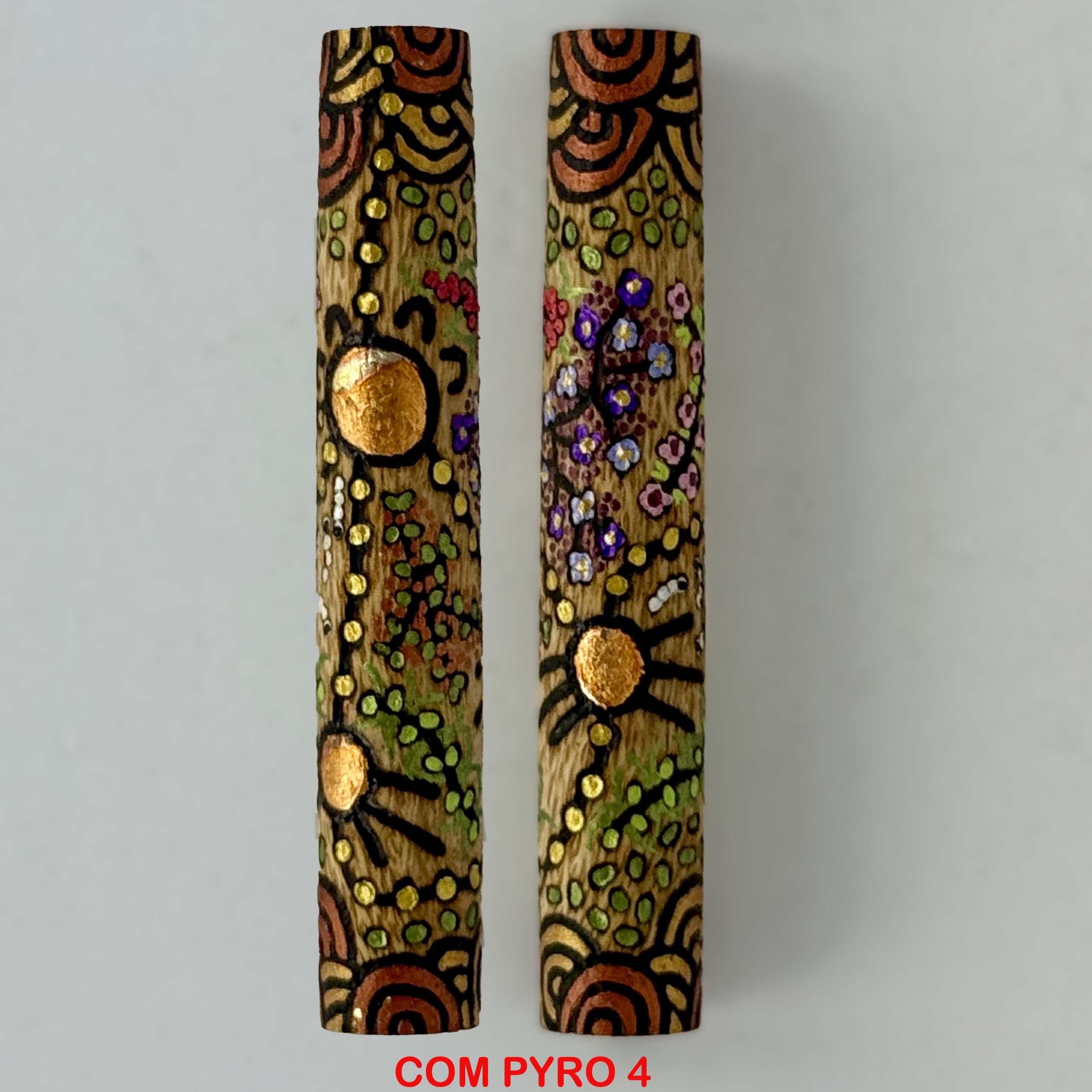 Com Postable Hand painted & Pyrography Aboriginal Art Fountain Pens