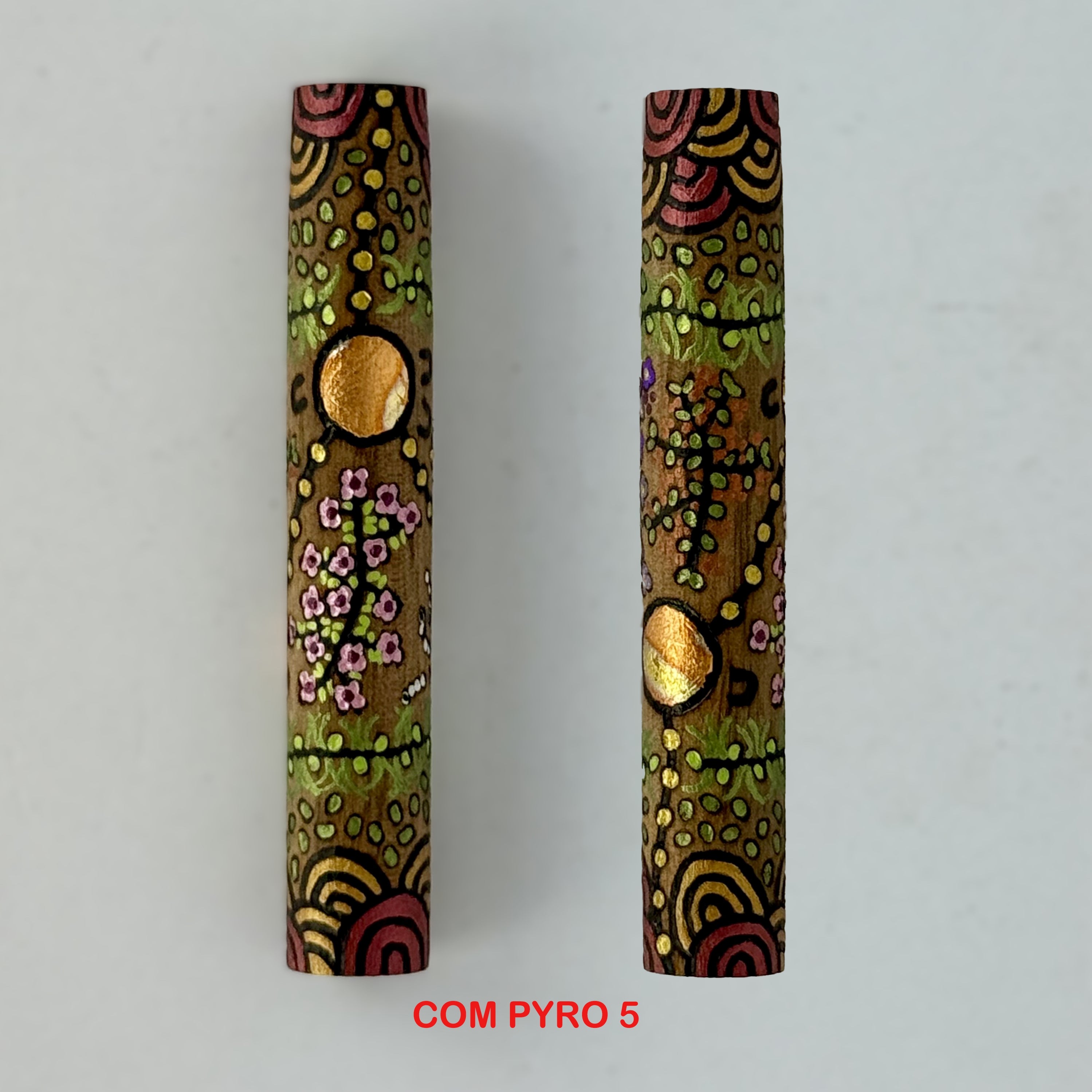 Com Postable Hand painted & Pyrography Aboriginal Art Fountain Pens