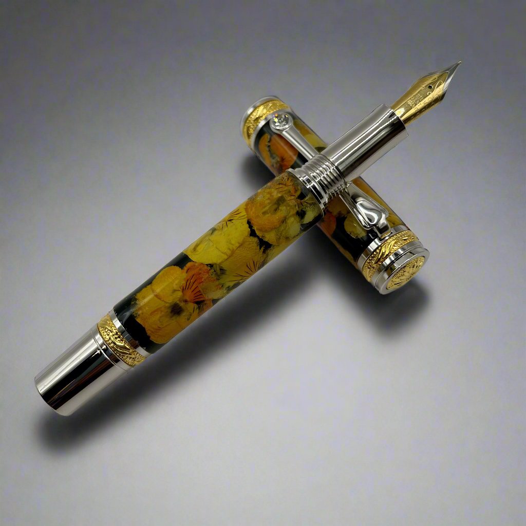 Limited Edition Majestic Fountain Pansies Flower Pens