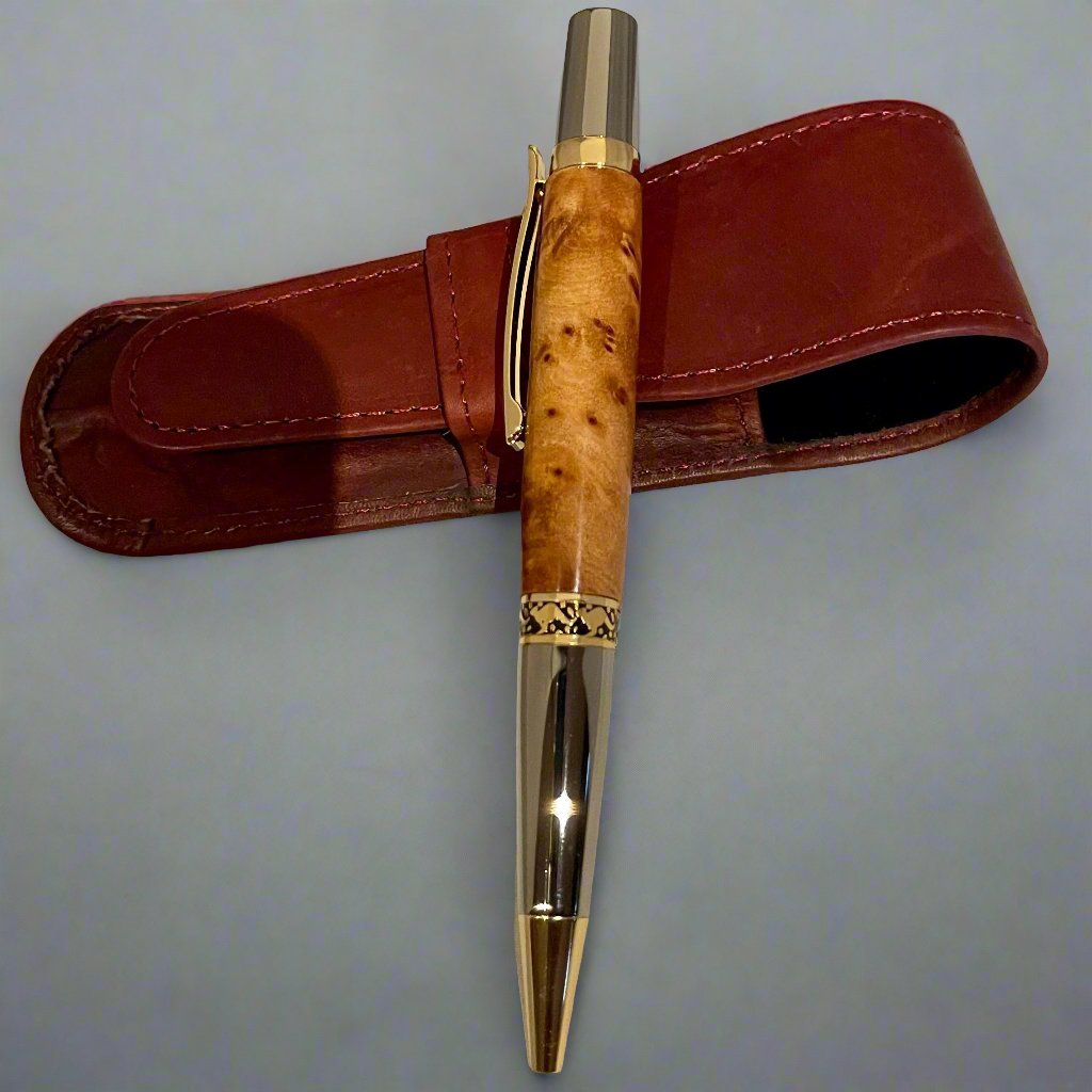 Ballpoint pen with leather case